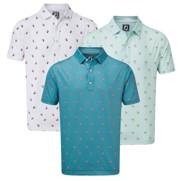 FootJoy Mens Lisle Cocktail Print Polo Shirt 